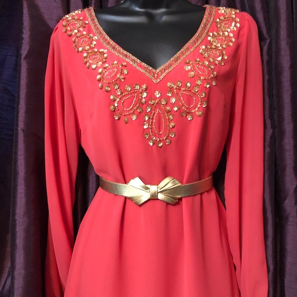 Gianni bini womens coral dress with fossil belt - Picture 4 of 9